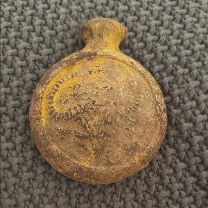 Rustic Yellow and Brown Decorative Art Piece. Vintage pottery